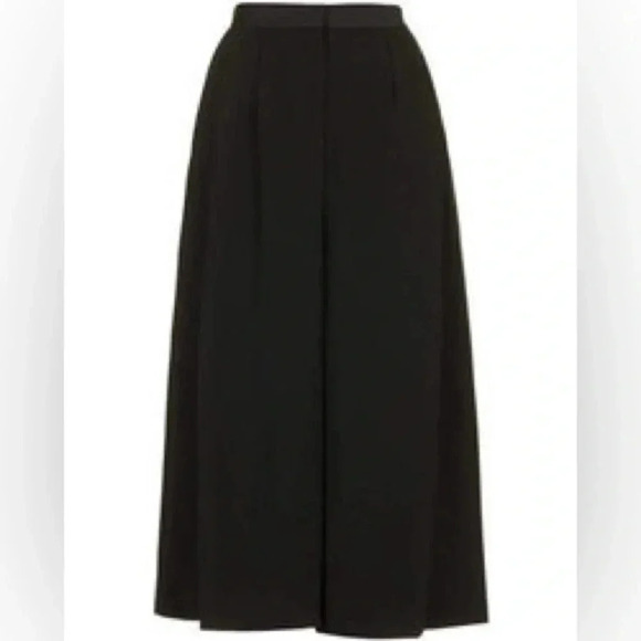 Topshop Wide Leg Pants High Waisted Cropped Pleated Palazzo Black Size 4 NWT - Picture 2 of 15